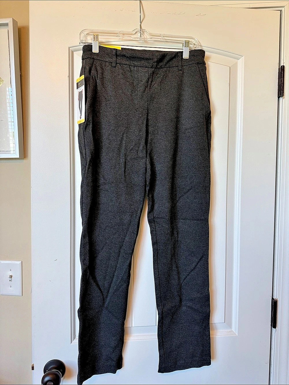 Dalia Built-in Tummy Control Panel Pants Gray Herringbone Size Small